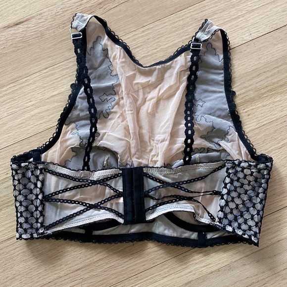 Victoria Secret BNWOT black Lace + Nude Bralette 36D - Picture 3 of 5